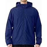 EIGIOO Men's Lightweight Hooded Jacket Waterproof Windbreaker Raincoat Shell Jacket for Outdoor Hiking Traval