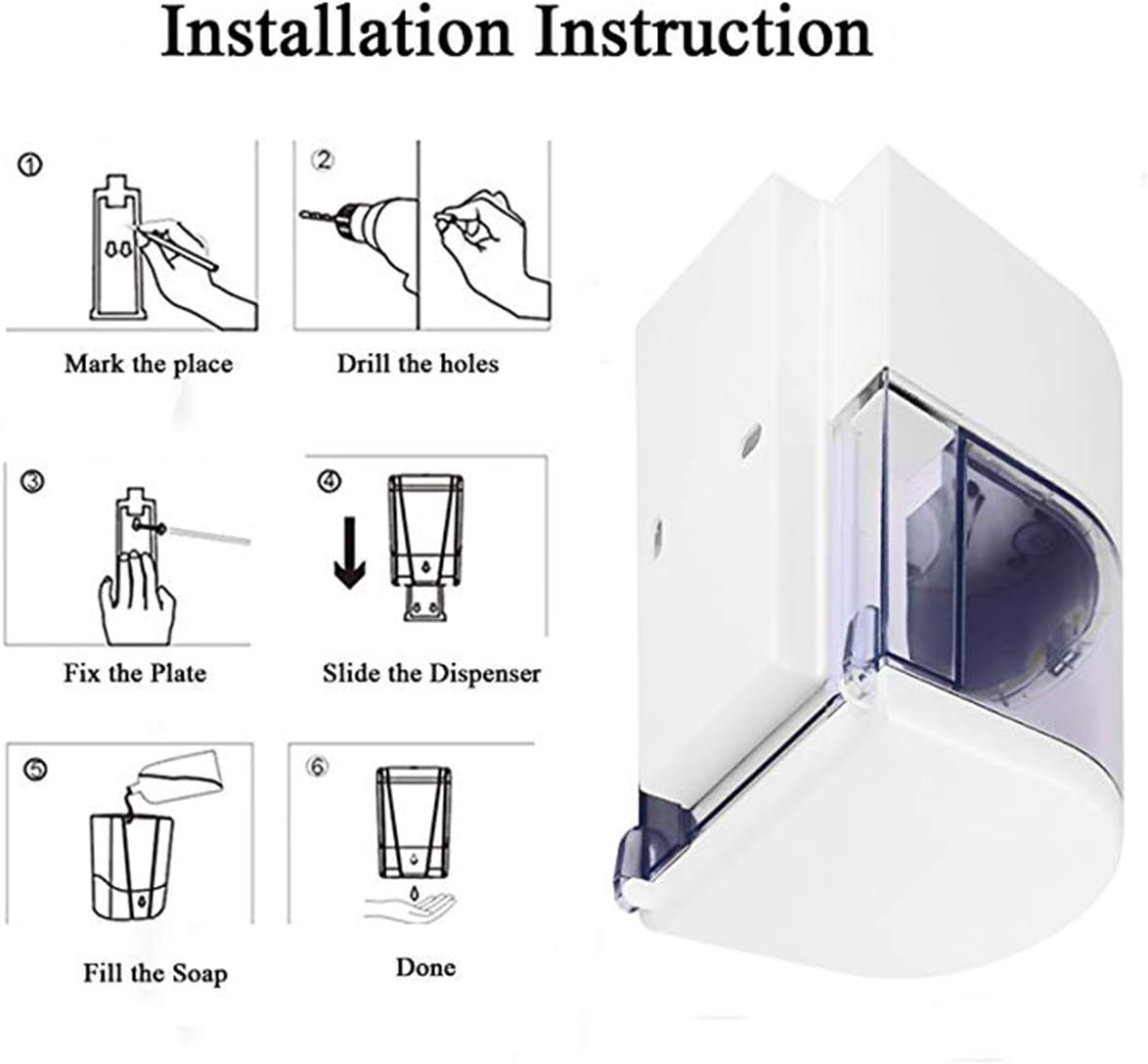 Automatic Soap Dispenser Sunsbell Wall-Mounted Sensor Soap Dispenser - Battery Powered Senor Pump for Kitchen/Bathroom (600ML-S01): Home & Kitchen