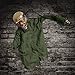 Halloween Haunters Animated Hanging Scary Mangled Barbwire Reaper Zombie Torso Prop Decoration - Moving Arms, Screams, LED Eyes - Battery Operated