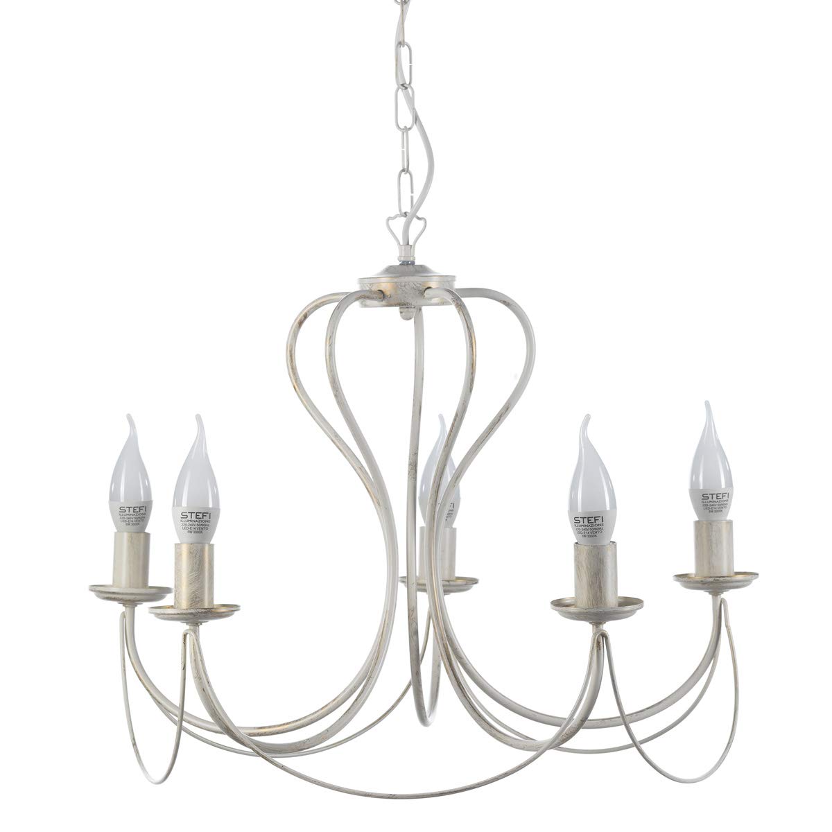 ONLI 5 Light Metal Chandelier Ivory (RAL 1013)