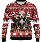 HANZSPROUT Dog Ugly Christmas Sweater for Men & Women, Dog Lover Pullover Hoodies Crewneck Long Sleeve Sweatshirt Set 4