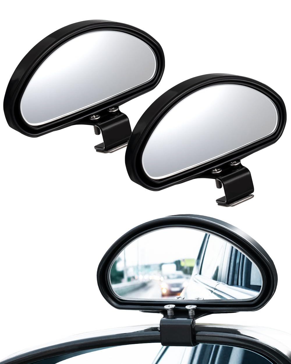 WildAuto 2PCS Blind Spot Mirrors,Adjustable Car Auxiliary Universal Wide Angle Mirror for Universal Cars (Black)