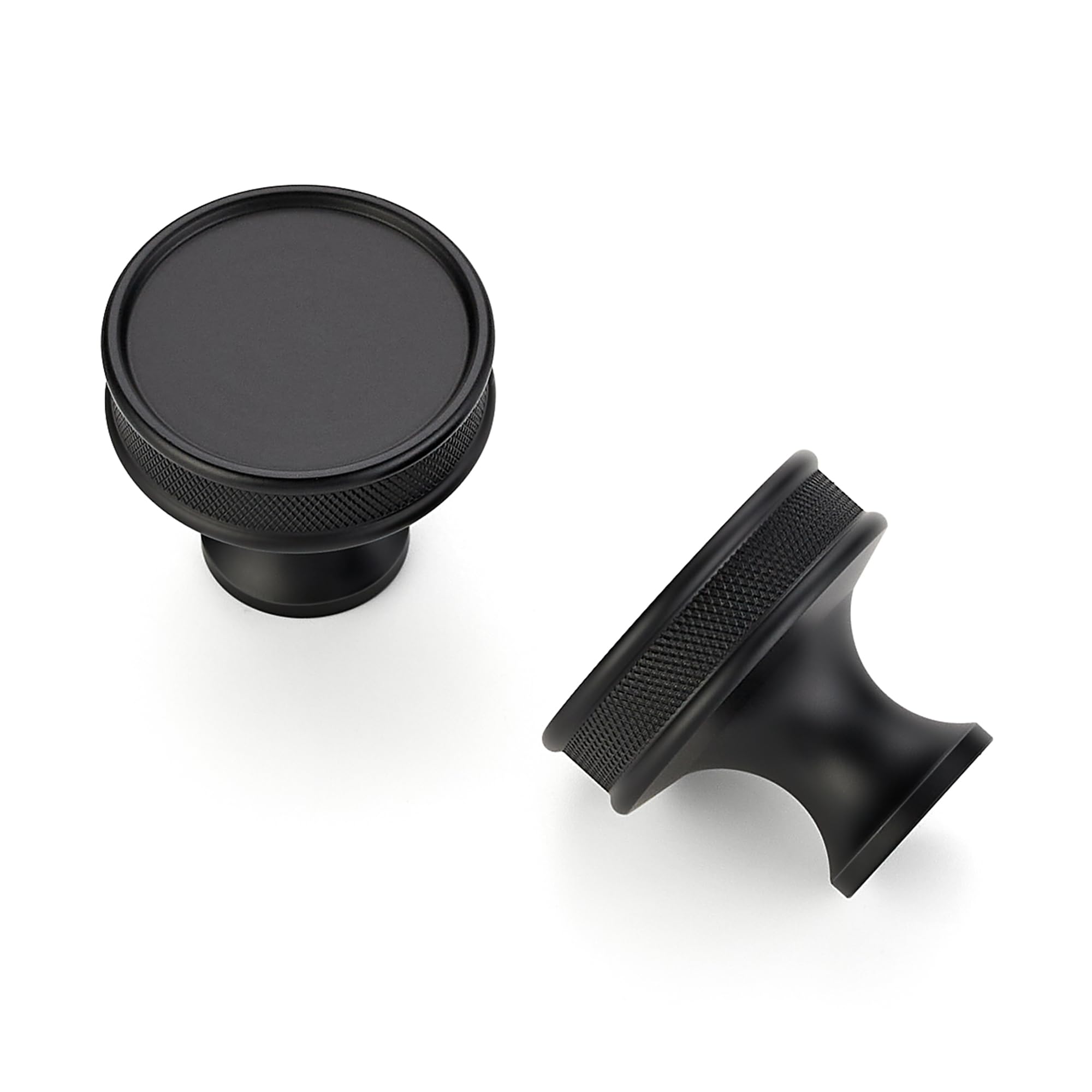 Photo 1 of Ravinte 30 Pack 1-1/5"(30mm) Matte Black Cabinet Knobs Knurled Dresser Drawer knobs Kitchen Cupboard Handles for Cabinet Hardware