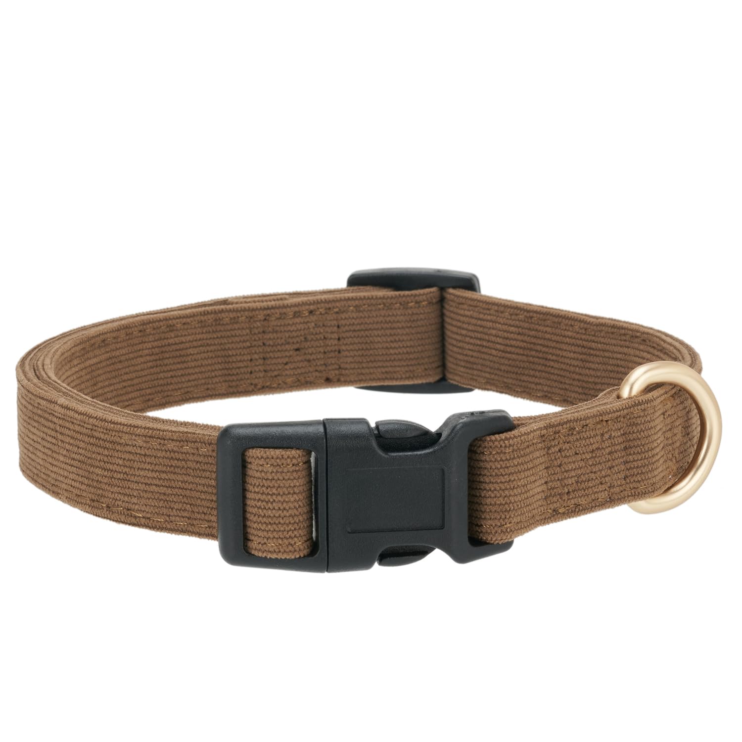 Photo 1 of Petiry Soft Corduroy Fibric Dog Collar, Quick Side Release Buckle, for Small Dogs.(Brown,Small:10-15")