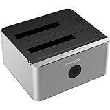 Inateck Aluminum USB 3.0 to SATA Dual-Bay USB 3.0 Hard Drive Docking Station with Offline Clone Function for 2.5 Inch & 3.5 Inch HDD SSD SATA (SATA I/ II/ III), Support UASP & Tool-free(FD2102)