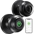 GeekTale Fingerprint Door Knob Lock for Bedroom Basement Garage Office with App, Smart Knob,Biometric Thumbprint Fingerprint Door Lock, Entry Private Passage Mode 3in1