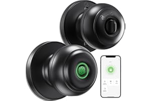 GeekTale Fingerprint Door Knob Lock for Bedroom Basement Garage Office with App, Smart Knob,Biometric Thumbprint Fingerprint Door Lock, Entry Private Passage Mode 3in1