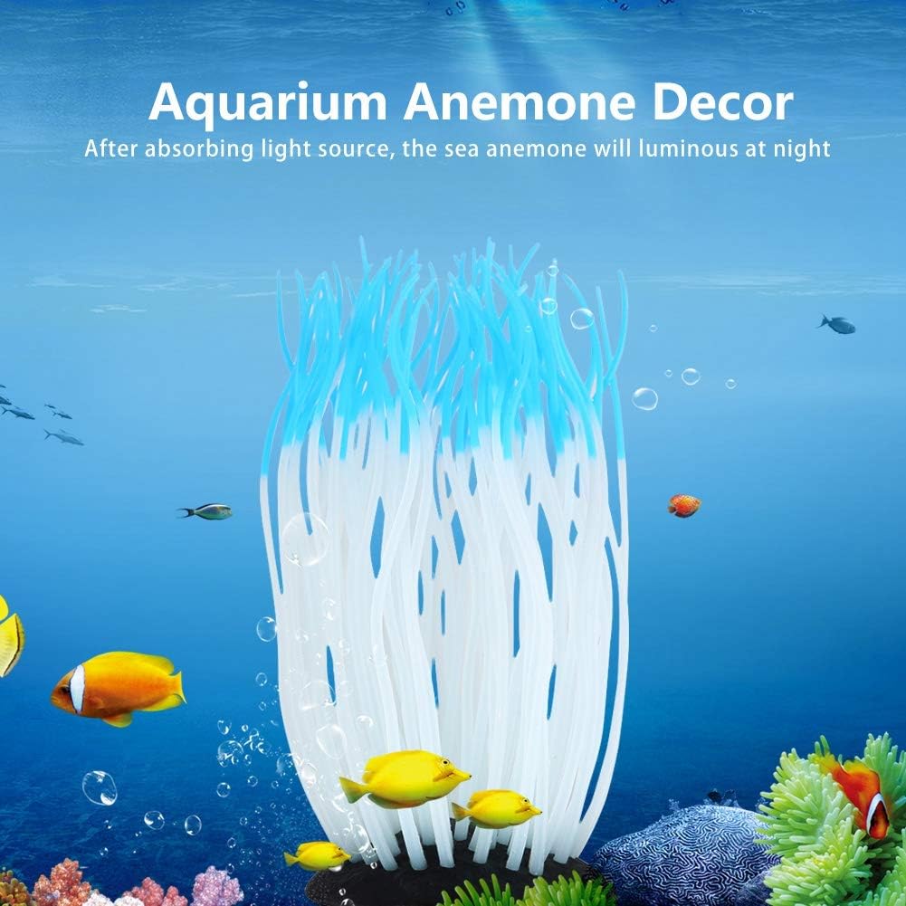 Artificial Silicone Sea Anemone Coral Aquarium Ornament, Luminous Blue, for Fish Tank Freshwater Saltwater - Image 4