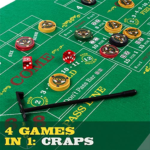 BBG Deluxe Mini Casino Complete Game Night Set - Includes Blackjack, Craps, Roulette and Holdem Poker!