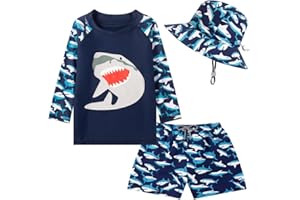 CUTECOTTON Baby Toddler Boys UPF 50+ Rashguard Set Swimsuit with Sun Hat Bathing Suit Swimwear for Beach Pool Sun Protection