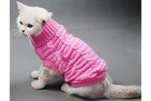 EVURSUA Pet Cat Sweater Kitten Clothes for Cats Small Dogs,Turtleneck Cat Clothes Pullover Soft Warm,fit Kitty,Chihuahua,Teddy,Poodle,Pug (Pink, Small)