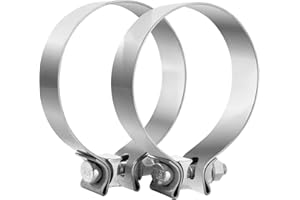 Vitonsbay 4.0 Inch Exhaust Clamp,4 Inch Narrow Exhaust Muffler Band Clamp Stainless Steel (2Pcs)