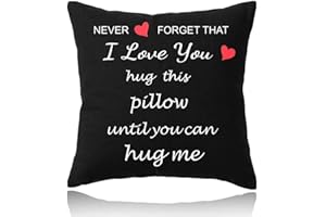 I Love You Gifts for Girlfriend Wife Valentine's Day Birthday Hug This Pillow Until You Can Hug Me Pillow Cover Throw Pillow 