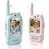 Video Walkie Talkies for Kids, 2 Pack Rechargeable Facetime Video Chat with Camera, Voice Changer, Ringtones, Secure Channel, 1600ft Long Range Intercom Toys for Indoor Outdoor, Ages 3–12 Boys Girls