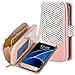 E LV Case for Galaxy S7 Edge Case 2IN1 (CASE Cum Purse) PU Leather flip Wallet Bag Pouch Case Cover for Samsung Galaxy S7 Edge - [Zigzag/Rose Gold]