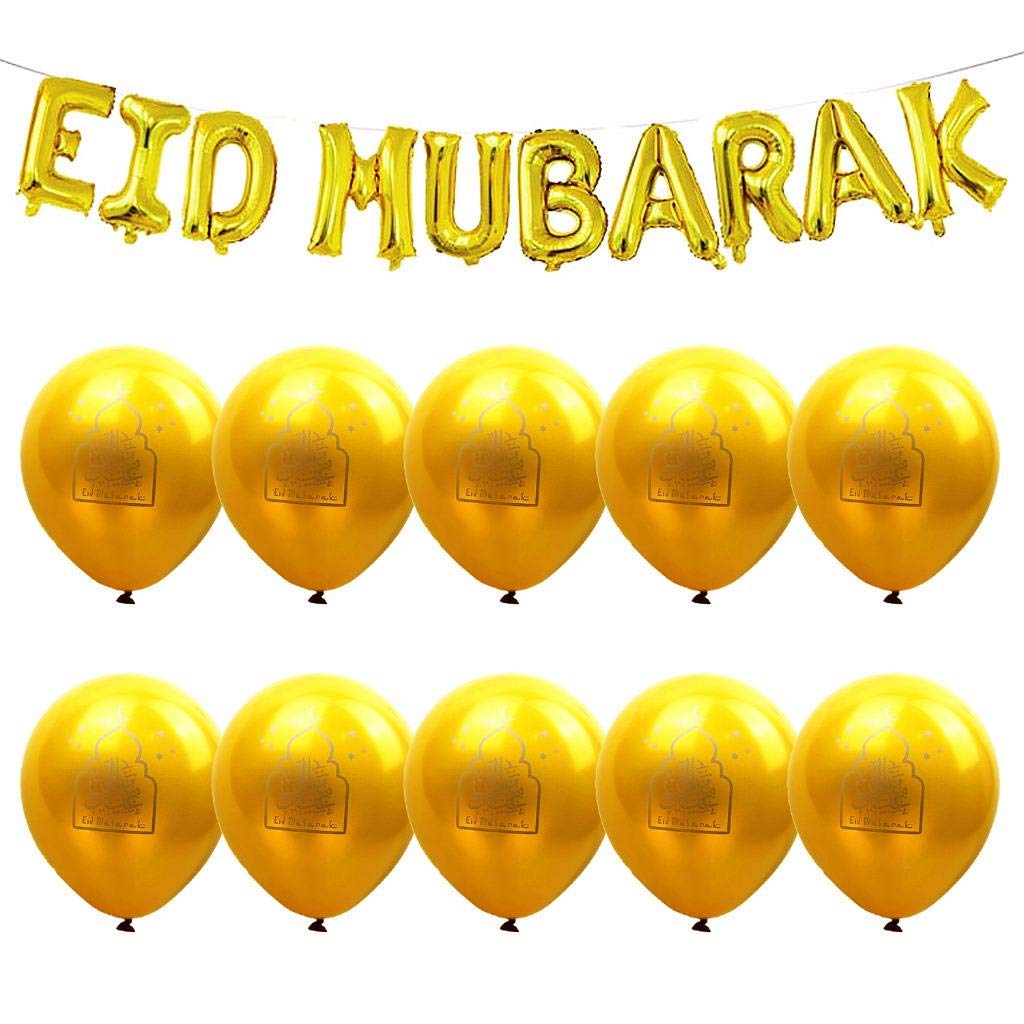 Amazon Com Jettingbuy 11 Pack Ramadan Eid Mubarak Balloons Gold