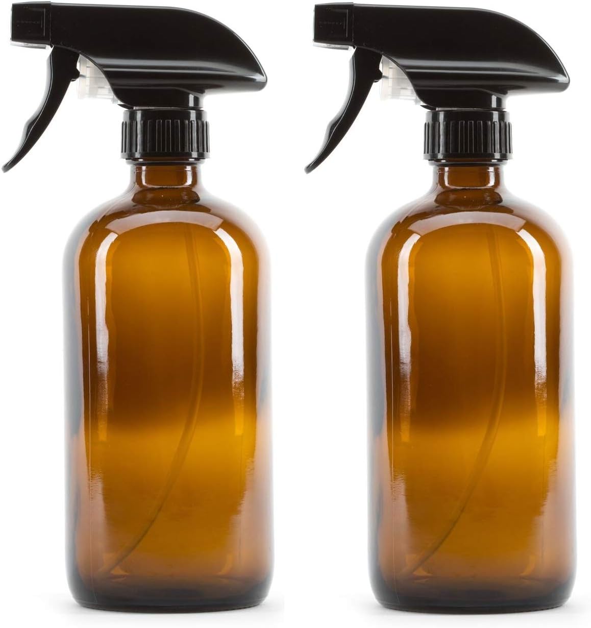 8oz Amber Glass Boston Round Spray Bottles (2 Pack); w/Heavy Duty Mist & Stream Sprayers Perfect for Essential Oil Blends