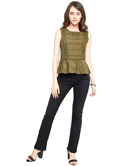 olive peplum top