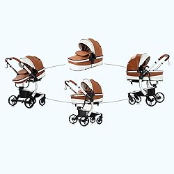 Aveainelle PU Leather 2 in 1 Baby Stroller with