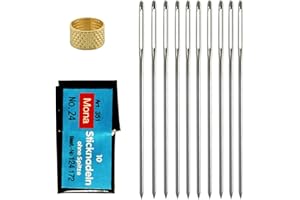 Zhenqing 10-Pack Size 24 Blunt Tip Cross Stitch Needles with Ergonomic Metal Thimble, Nickel-Plated Rustproof Embroidery Needles for Canvas, Tapestry, and Hand Sewing（67501）