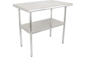 STEELBUS 24 x 36 Inches Stainless Steel Table,NSF Commercial Heavy Duty Kitchen Prep & Work Table with Adjustable Under Shelf,Metal Food workstation,for Restaurant, Home and Hotel…