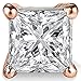 FANTOM Unisex Rose Gold Overlay 925 Sterling Silver Princess Cubic Zirconia Square White Cz Stud Earrings