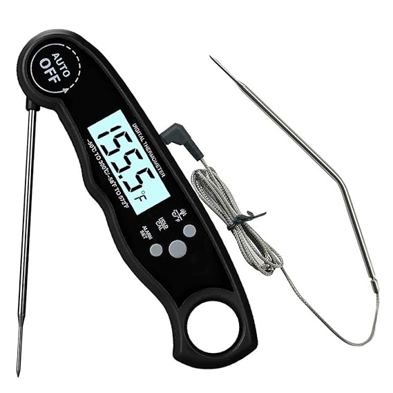 Oven Safe Leave in Meat Thermometer, Dual Probe Instant Read Food Meat