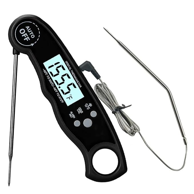Oven Safe Leave in Meat Thermometer, Dual Probe Instant Read Food Meat
