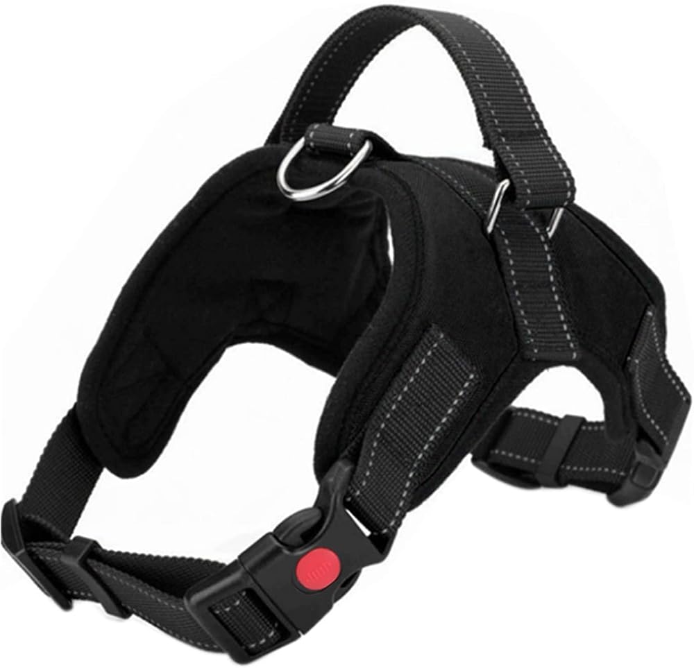 FYY Dog Harness No Pull Adjustable Reflective Breathable Mesh Vest L Black