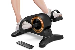 UKEEP Mini Under Desk Exercise Bike Pedal Exerciser, Motorized Setting Bike Pedal Exerciser Leg/Arm Cycle for Senior, Physical Therapy, with 12 Adjustable Speed, LCD Display, Remote Control