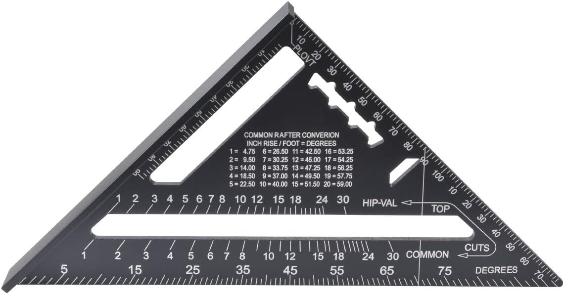 KATUR 7 Inch Johnny Square, Premium Rafter Square, Aluminum Rafter Carpenter Triangle Square Measuring Layout Tool (7 Inch)