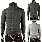 Mens Sweater,Haoricu Autumn Winter Mens Elegant Long Sleeve Slim Fit Knitwear Warm Turtleneck Sweater Casual
