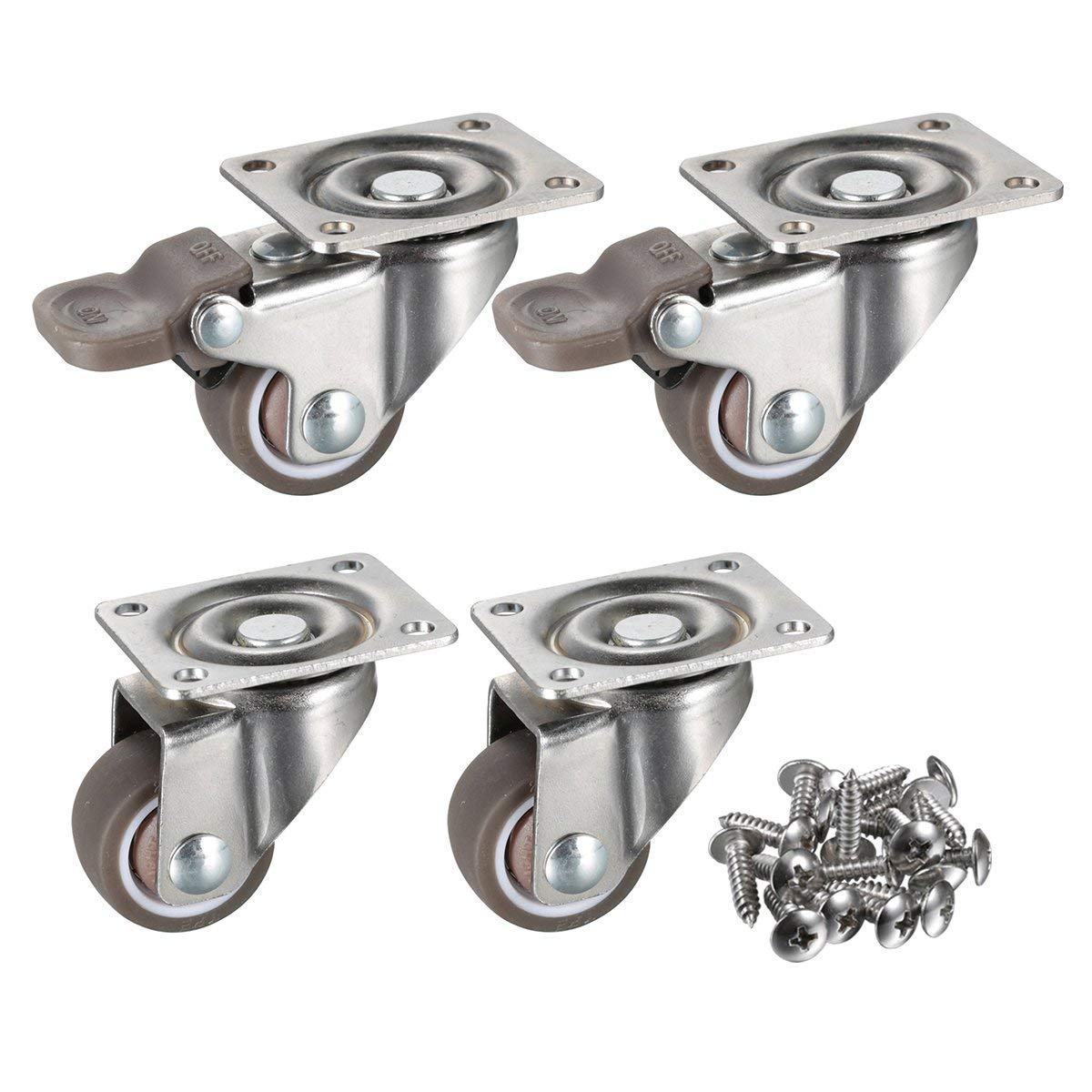 Castor Wheels 1 Inch Caster Wheels Set Of 4, Low Profile Wheels For Furniture, No Noise Mini S Roller Blade Wheels For Office Chair