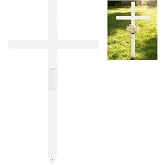 INTERWARM 1Pcs Memorial Crosses, 22.2x12.1Inch Iron Grave Marker | Memorial Grave Stake Garden Cross Stake Decor for Roadside Graves Cemetery Garden Gravesite Funeral Headstone Replacement