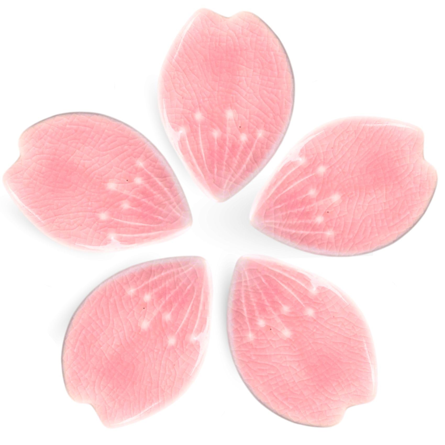 Photo 1 of Elegant Cherryblossom flower petal Design Pink Chopstick Rests - Japanese Mino Ware 5-Piece Set
