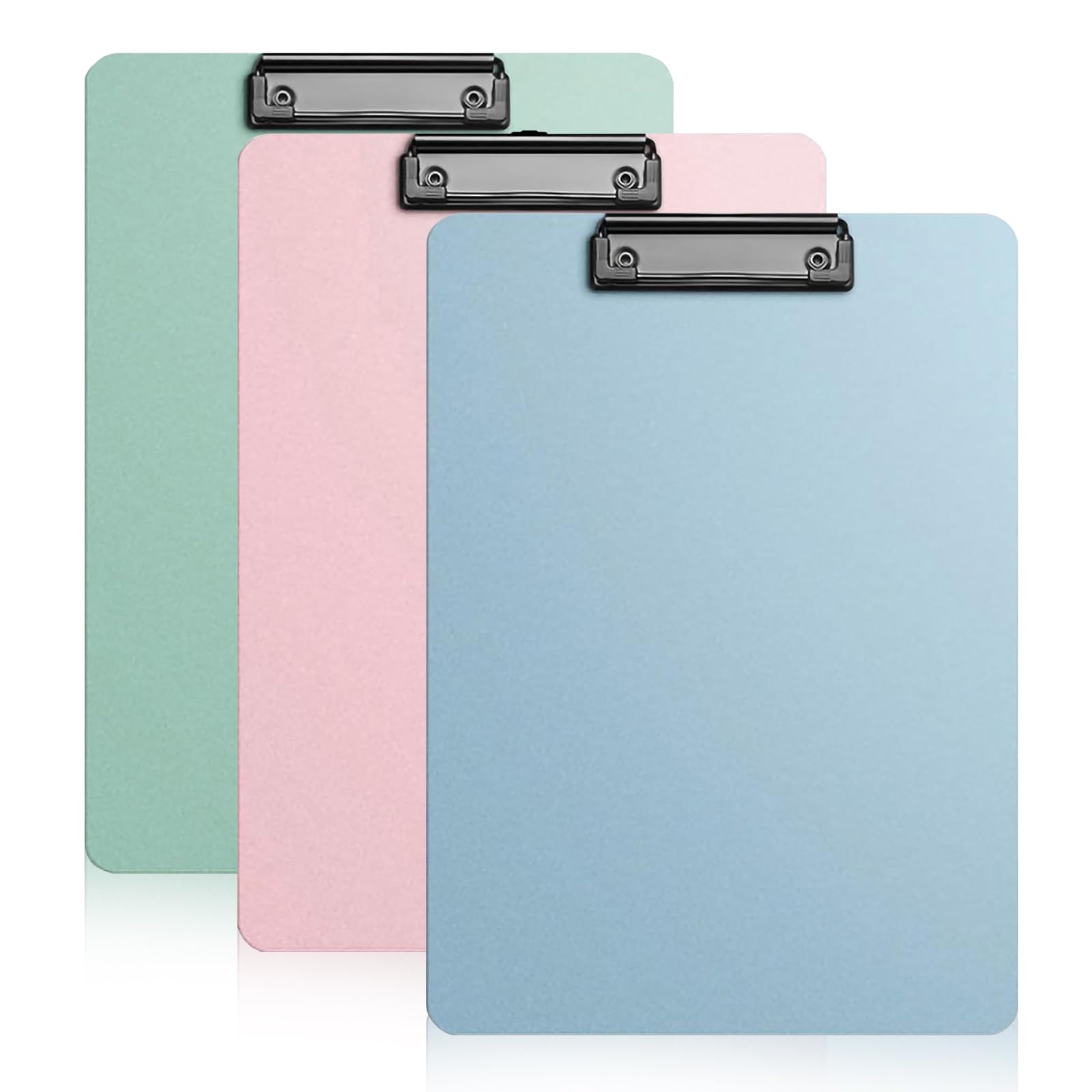 TPBSITNS 3PCS Plastic Clipboards Standard A4 Letter Size, Metal Clip Board with Low Profile Clip, Multi-Colourful Letter Board for Memo Document Office School Teacher Student Doctor Nurse Pink