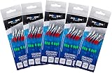 Power Cast 7 Hooks Mackerel Feathers Rig Silver Reflector 5 Pack