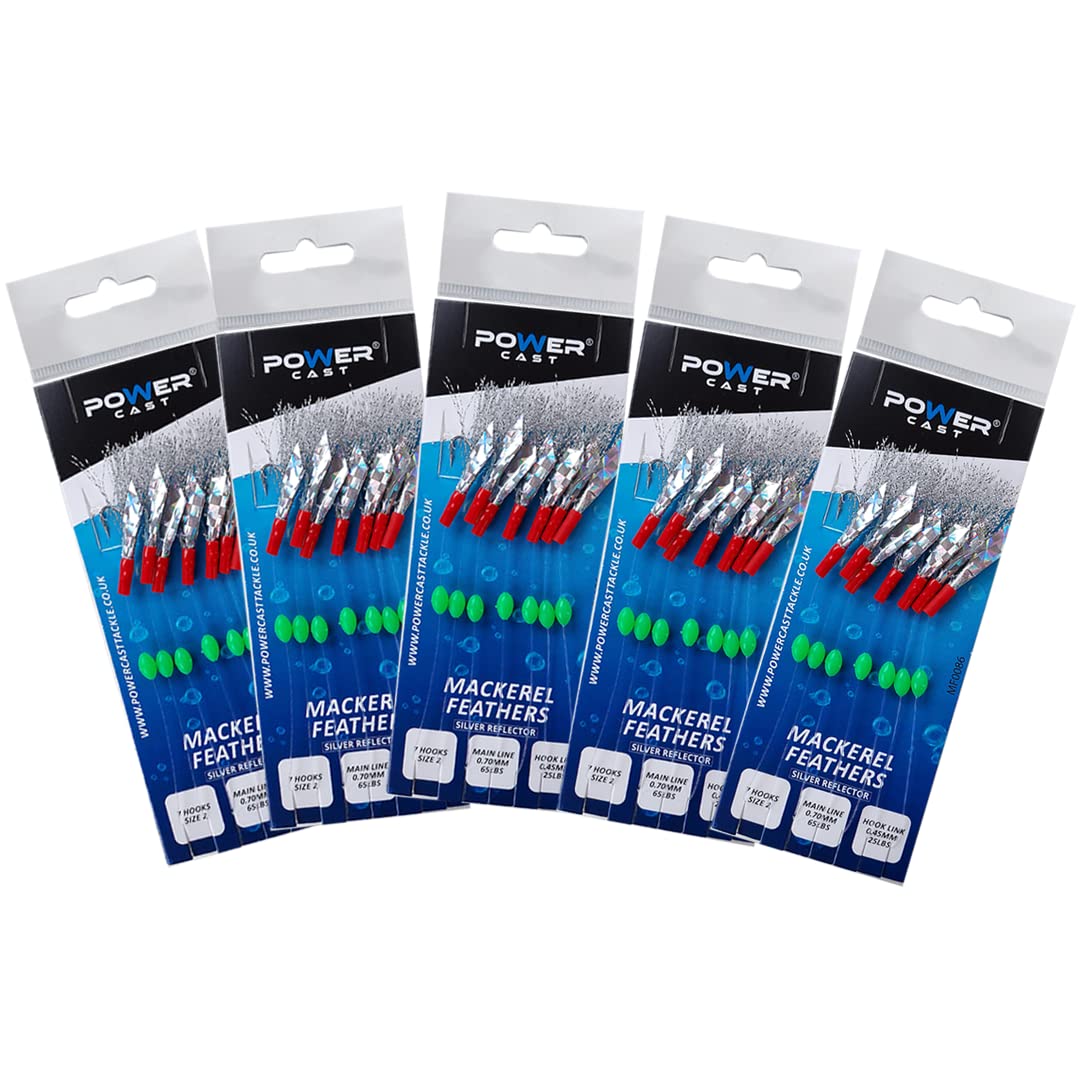 7 Hooks Mackerel Feathers (5 pack) (Silver Reflector)