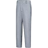 Lycody Boys' Flat Front Dress Pants Adjustable Waist School Uniforms Pants