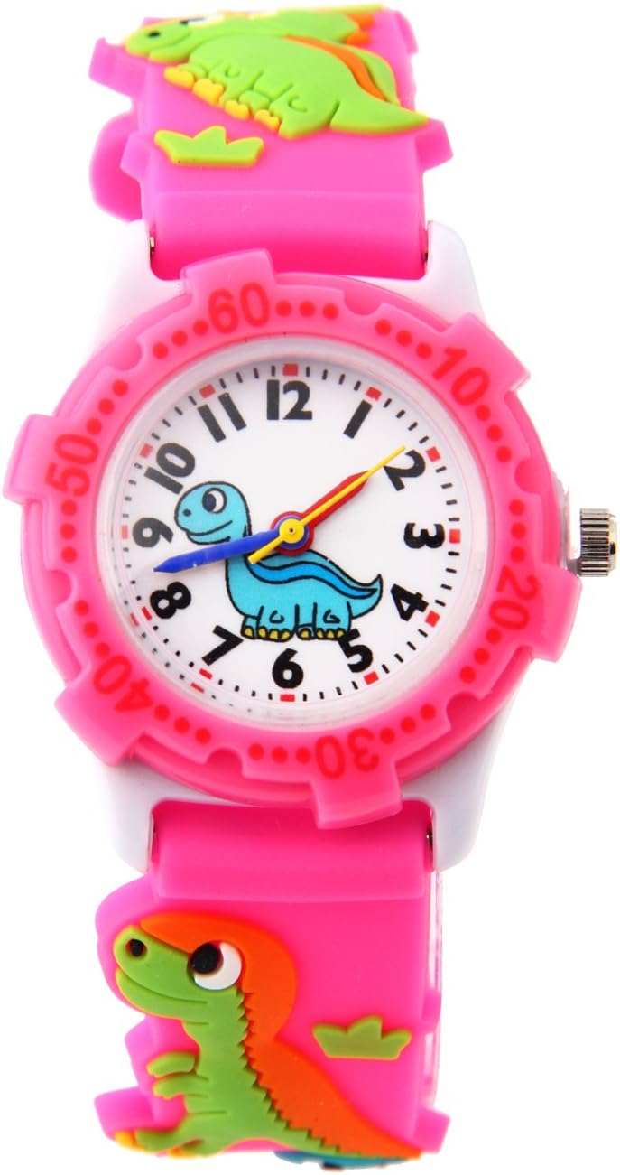 JewtmeCute Toddler Children Kids Watches Ages 3-8 Analog Time Teacher 3D Silicone Band Cartoon Watch for Little Girls Boys