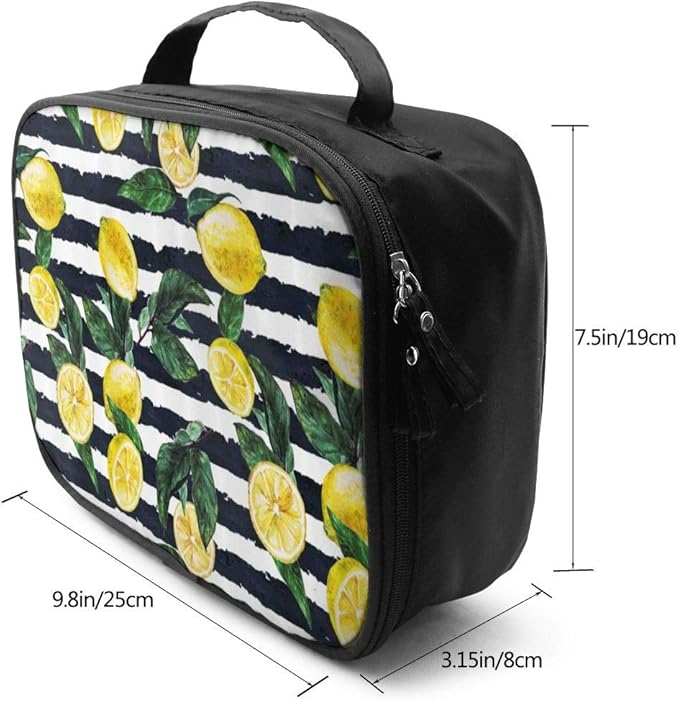 Vbcdgfg Refreshing Lemon Hand Drawn Makeup Bag Travel