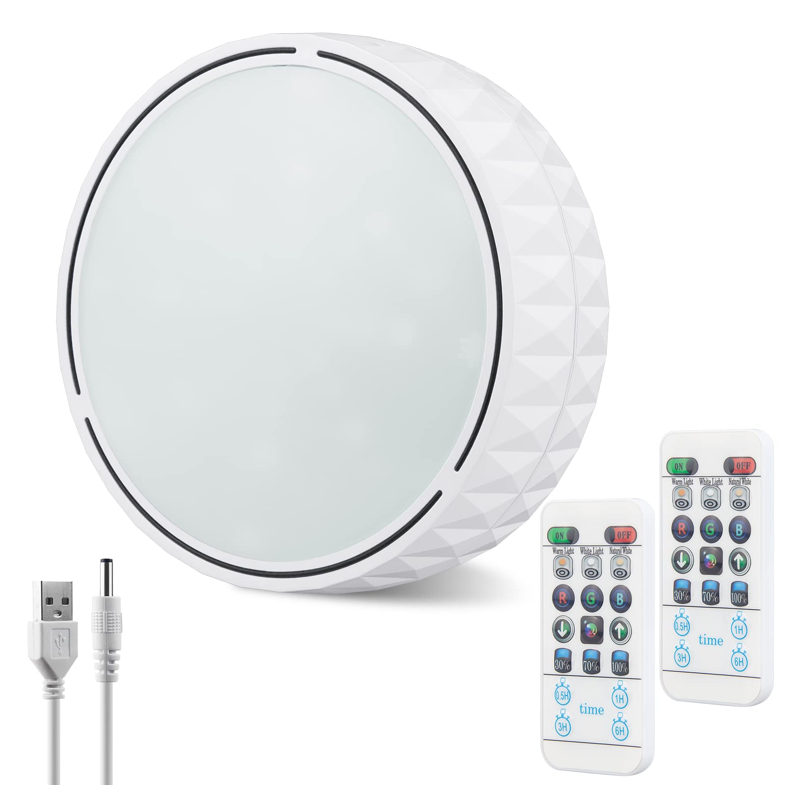 Photo 1 of KANESIKI Wireless Shower Light Battery Operated, LED Ceiling Light with Timer, Color Changing Mood Light, Dimmable RGB Night Light for Bathroom Hallway Closet Pantry Bedroom Kitchen, 5.4", 300LMs