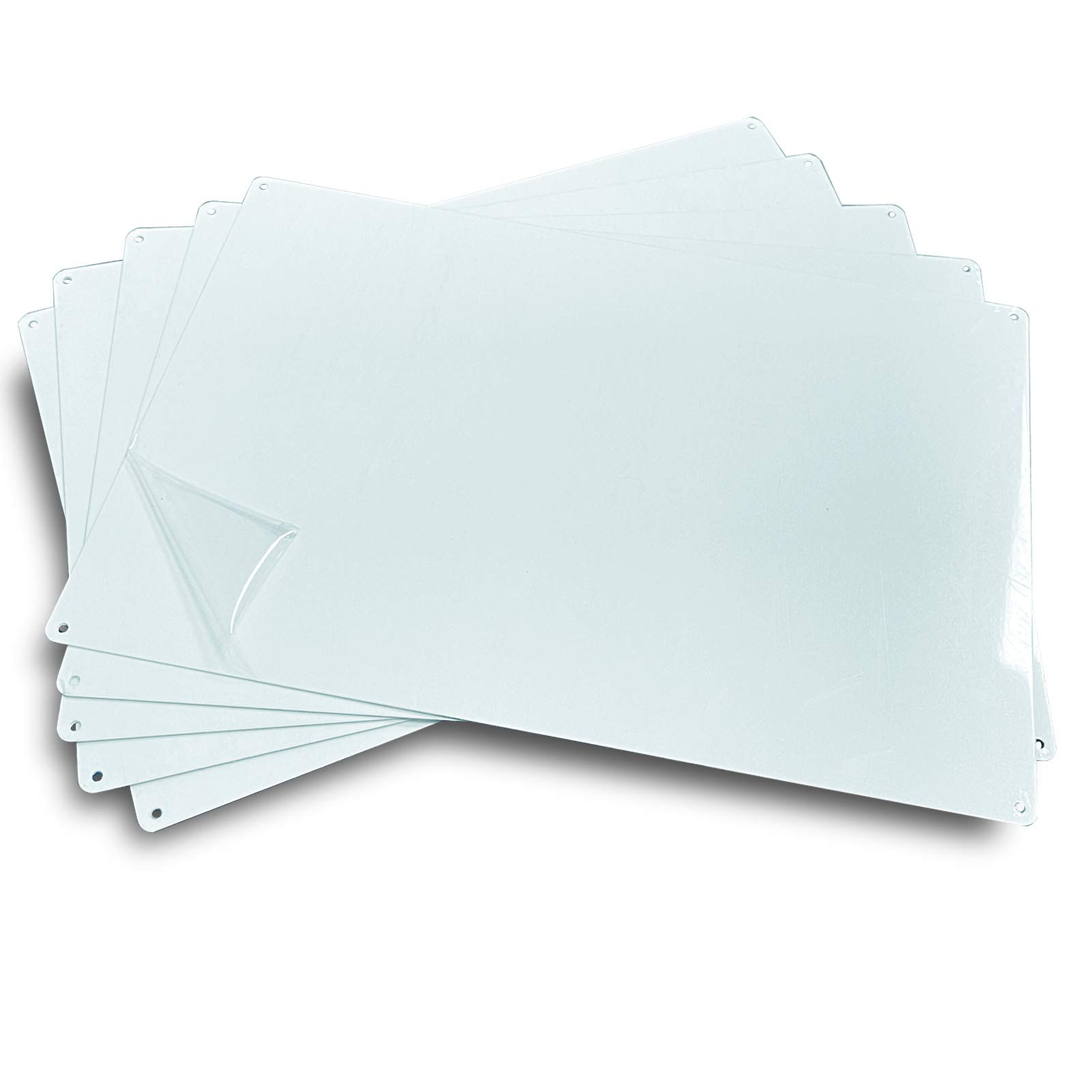 Ebamaz Aluminum Metal Signs Sublimation Blanks 8X12X0.026 Inch Big Nameplates for Heat Transfer Press/UV Print (Pearl White, 4 Drilled Holes, 5PCS) 20X30 CM