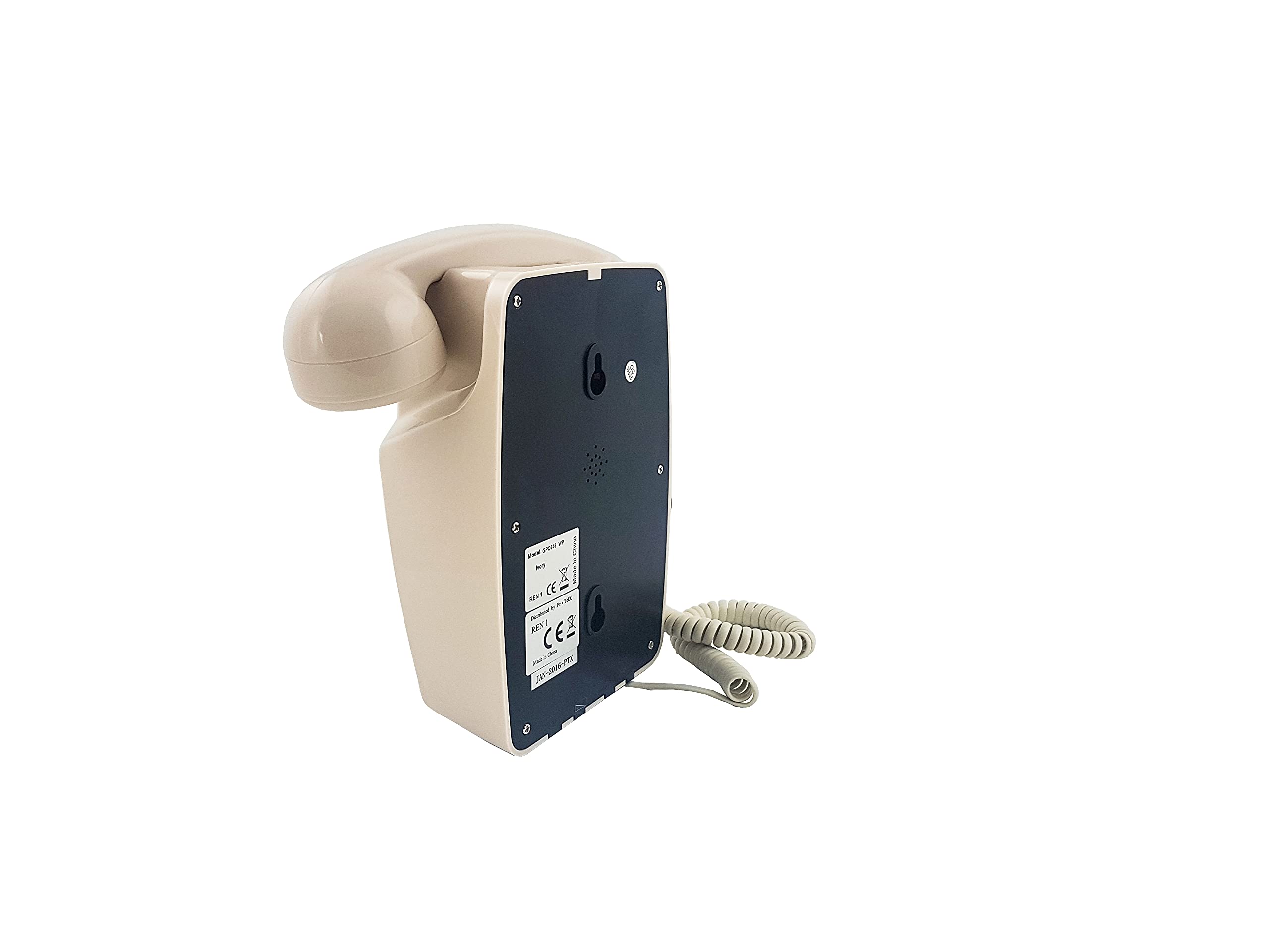 GPO 746WALL Retro Festznetztelefon mit Drucktasten zur Wandmontage mit authentischer Klingelton, Creme 7