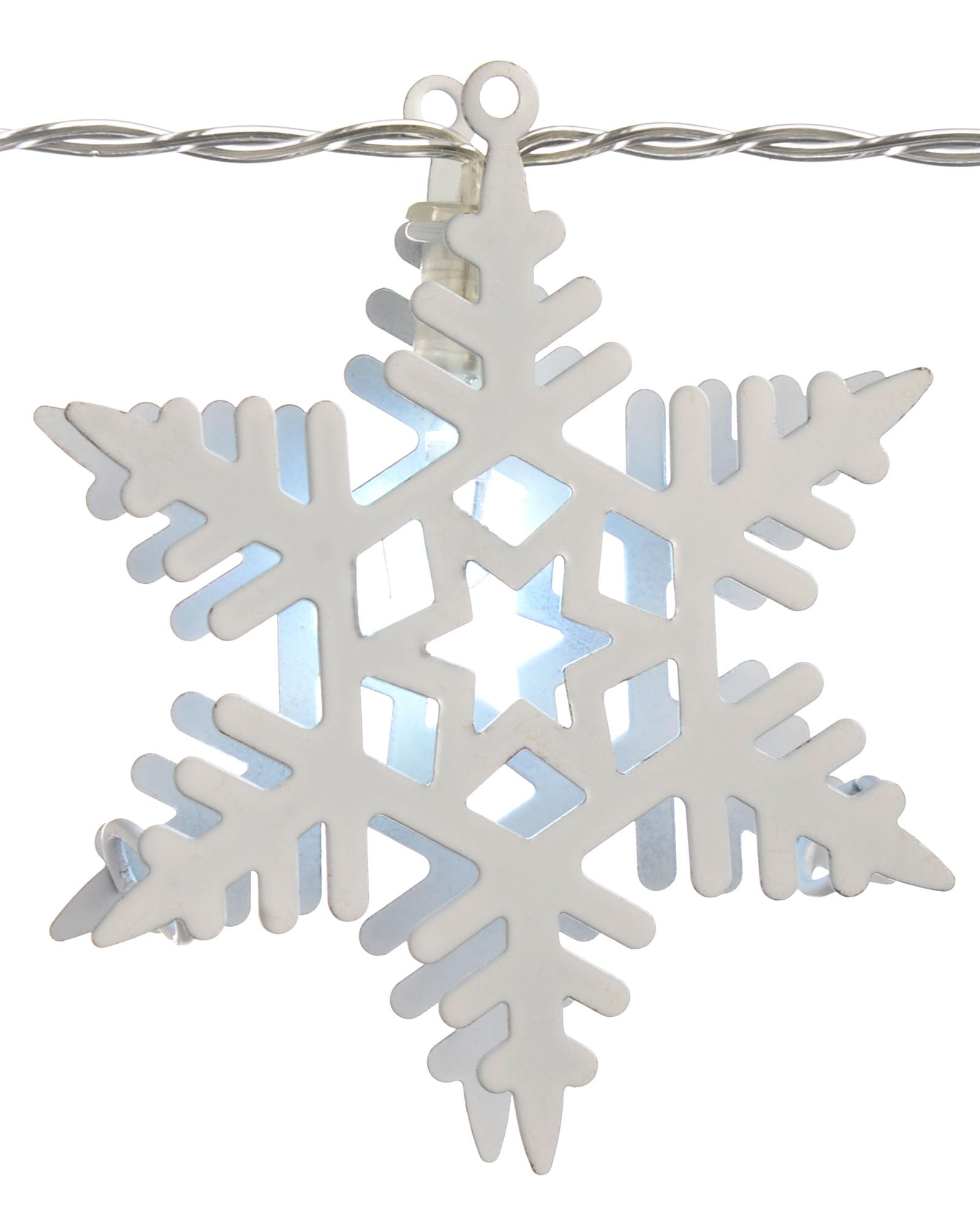WeRChristmas Snowflake Light String Christmas Decoration with 10-LED Lights - White