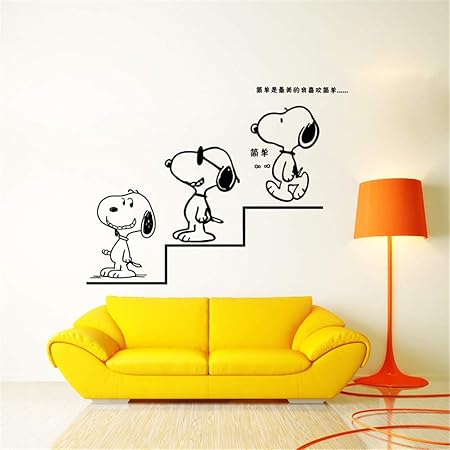 Amazon Konrev ウォールステッカー スヌーピー 子供部屋 漫画壁紙シール 剥がせる 壁紙 部屋飾り 居間 部屋 窓 浴室 トイレ 冷蔵庫 キッチン 防水 ウォールデコレーショ 壁紙シール ウォールステッカー オンライン通販