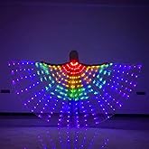 LED Lights Belly Dance Wings Bellydance Glow Angel Dance Wings with Telescopic Sticks for Adults and Child