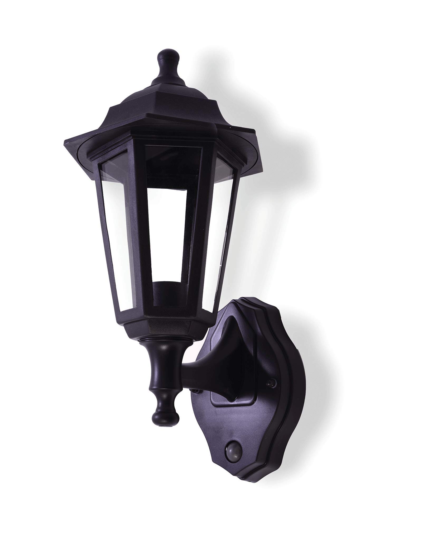 HiSPEC Full Lantern Outdoor Wall Mounted Lights: Twin Packs (Black, PIR Sensor: Single Pack)