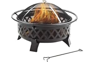 Four Seasons Courtyard Outdoor Fire Pit with Spark Screen and Safety Ring, 35"