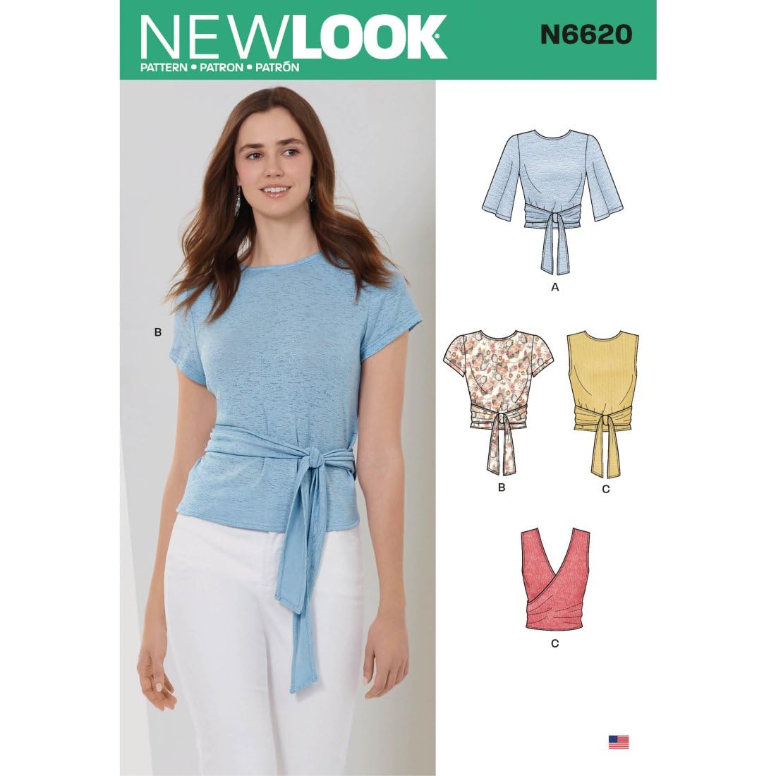 New Look Sewing Pattern N6620 Misses' Wrap Tops, Paper, White, Various